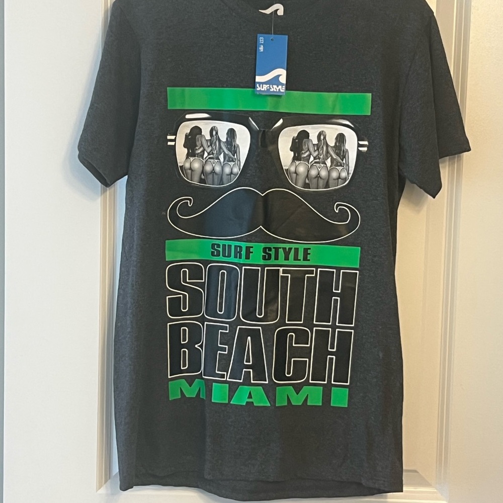 South Beach Surf Style Gray Graphic Tee